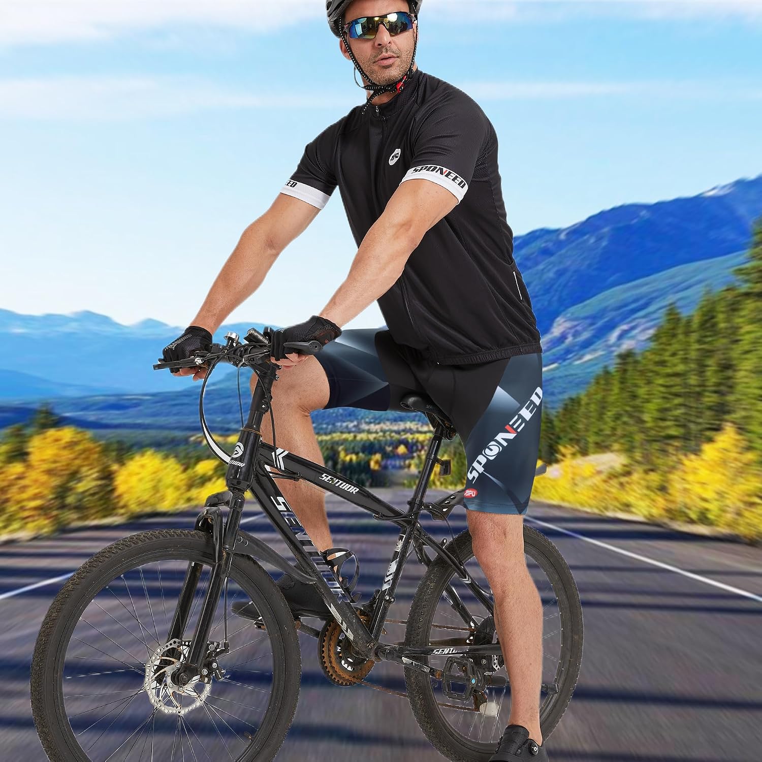 sponeed Men Bike Shorts Cushioned Biking Wear Gear Road Cycling Bottoms