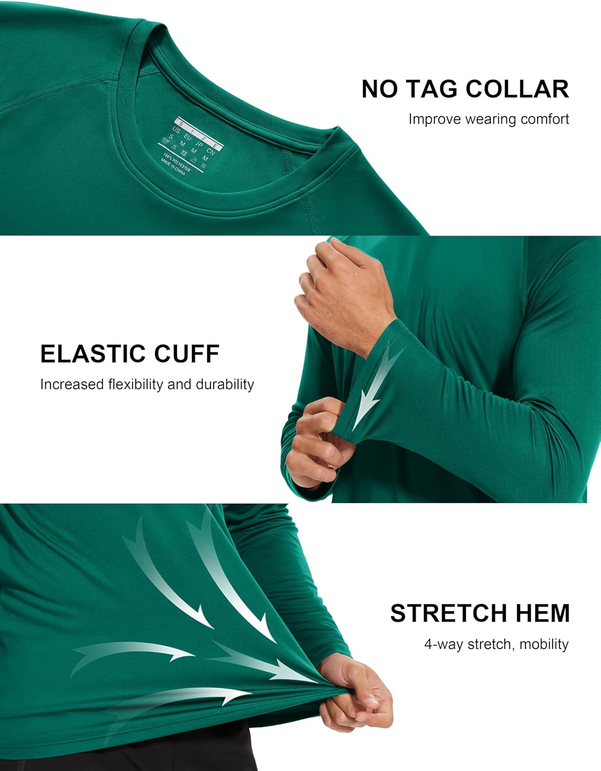 MAGCOMSEN Men's Long Sleeve Shirts UPF 50+ UV Sun Protection Athletic Shirts for Hiking Running Workout Rash Guard
