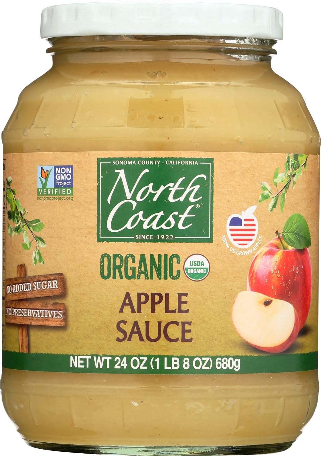 North Coast Organic Applesauce, Kosher, Non-GMO, 24 Ounce (Pack of 12)