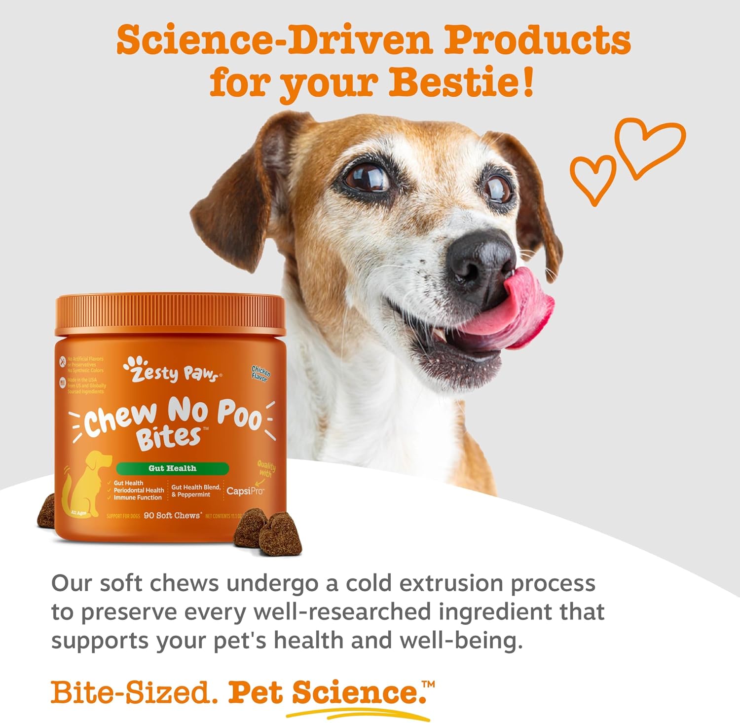 Zesty Paws Chew No Poo Bites for Dogs - Coprophagia Relief - Stool Eating Deterrent Soft Chews for Dogs - Gut