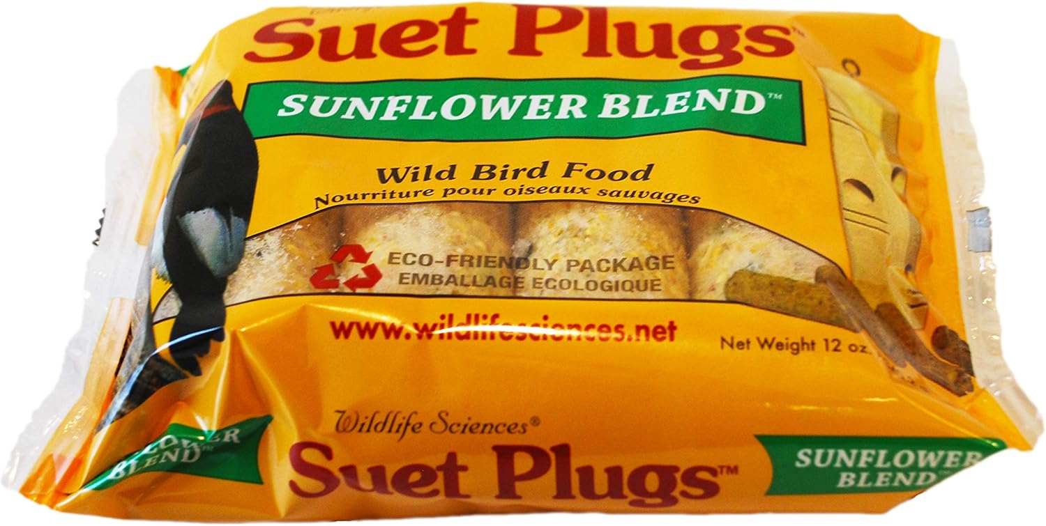 Wildlife Sciences Suet Plugs 48 Pack, Case of 12 Individually Wrapped 12 oz 4 Packs (Peanut Blend)