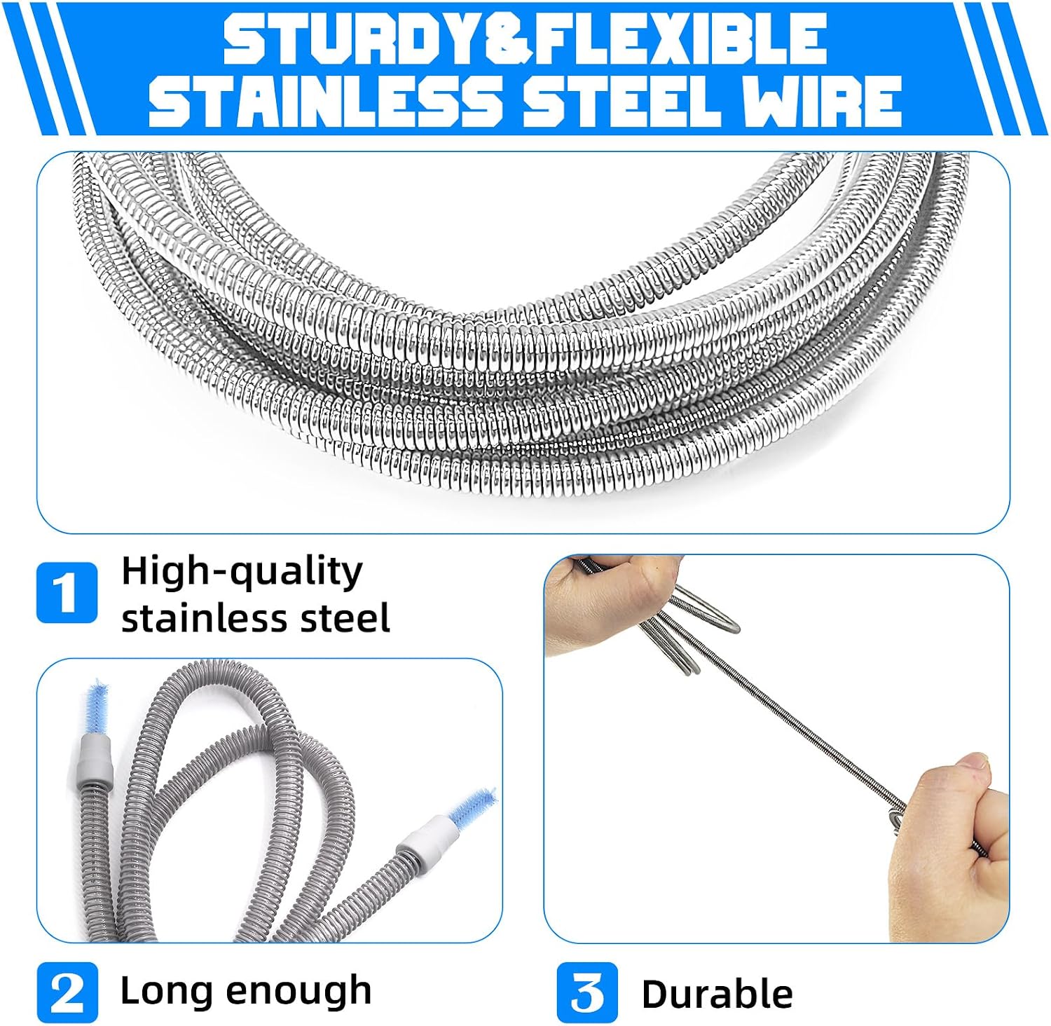 CPAP Hose Brush Durable cpap Tube and Mask Cleaning Brush, 7-Foot CPAP Hose Cleaner for 19mm(Standard 22mm), 15mm Diameter Tubes