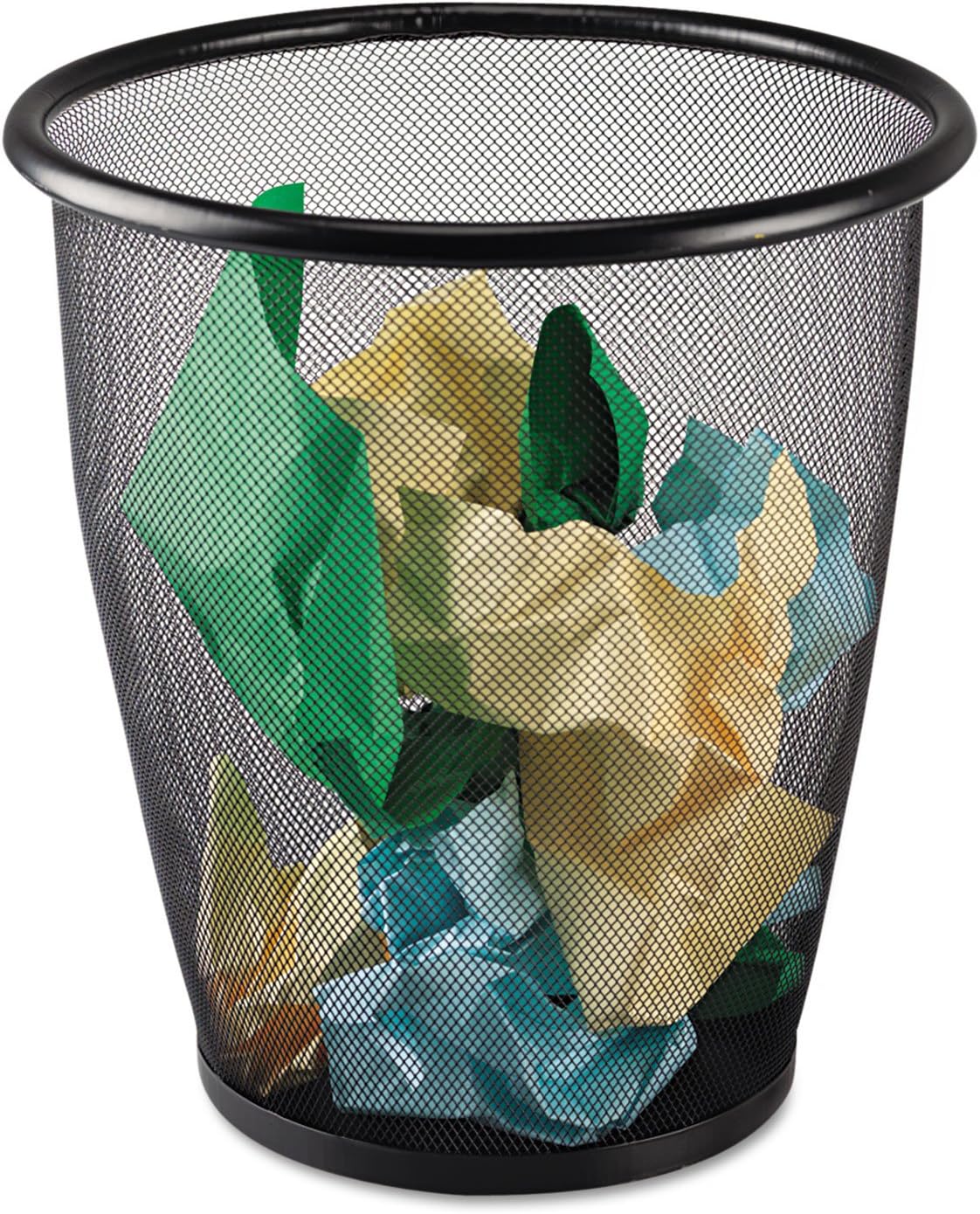 Safco 9717BL Onyx Round Mesh Wastebasket Steel Mesh 5gal Black