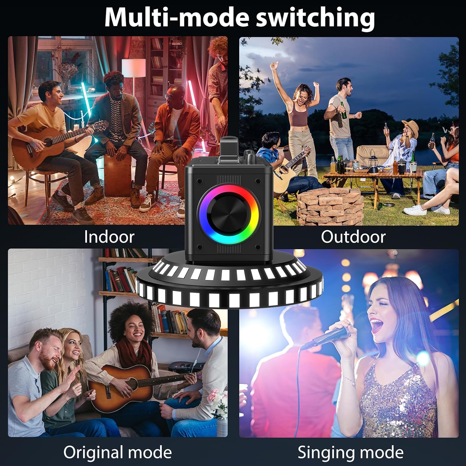 JYX Karaoke Machine for Adults with 2 Wireless Microphones，Portable Bluetooth Speaker, PA System with LED Lights for Home Party, Birthday Gifts