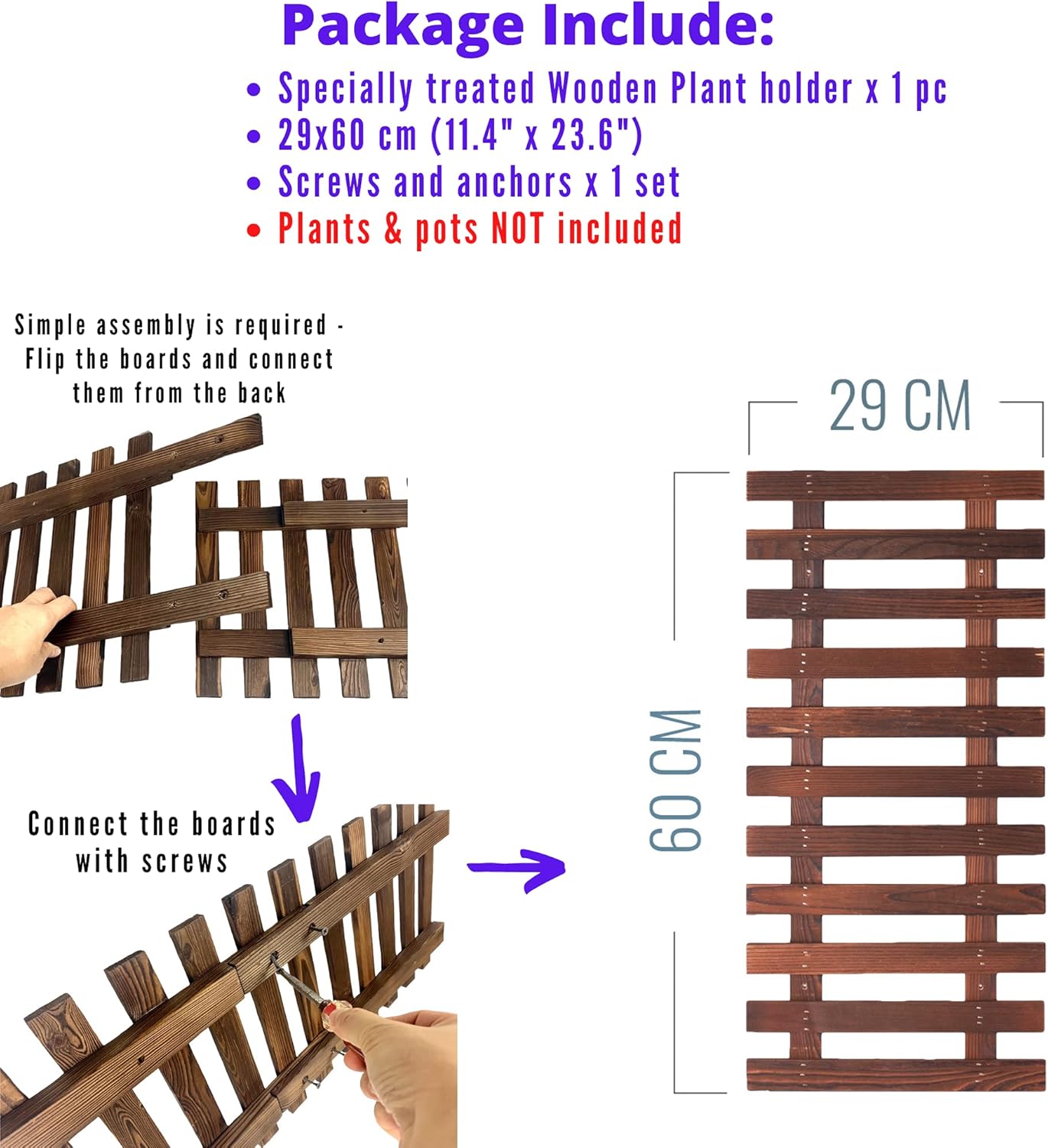 ShopLaLa Wall Planter (60cm, 2 Pack) Hanging Planters for Indoor Plants
