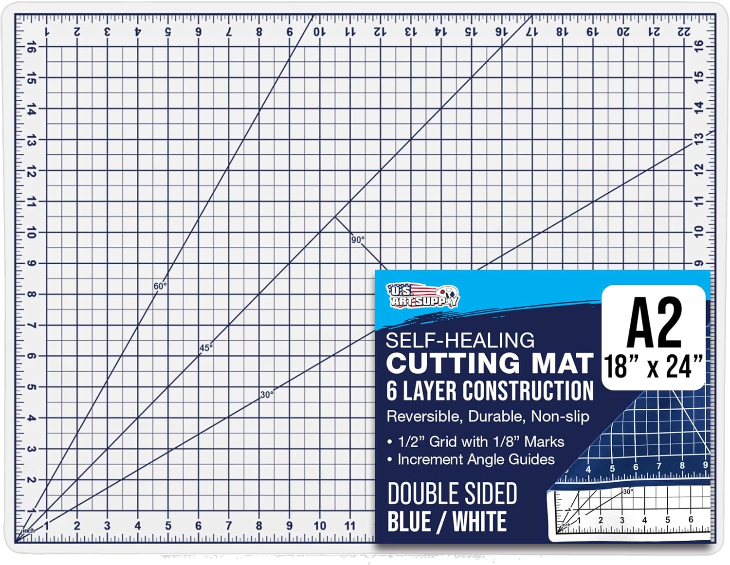 U.S. Art Supply 18" x 24" Self-Healing Cutting Mat 5-Ply - Double-Sided Green/Black Craft Mat, Non-Slip Cutting Mats for Crafts, Sewing, Quilting, Scrapbooking | Double-Sided Green/Black Craft Mat, Non-Slip Cutting Mats for Crafts, Sewing, Quilting, Scra…