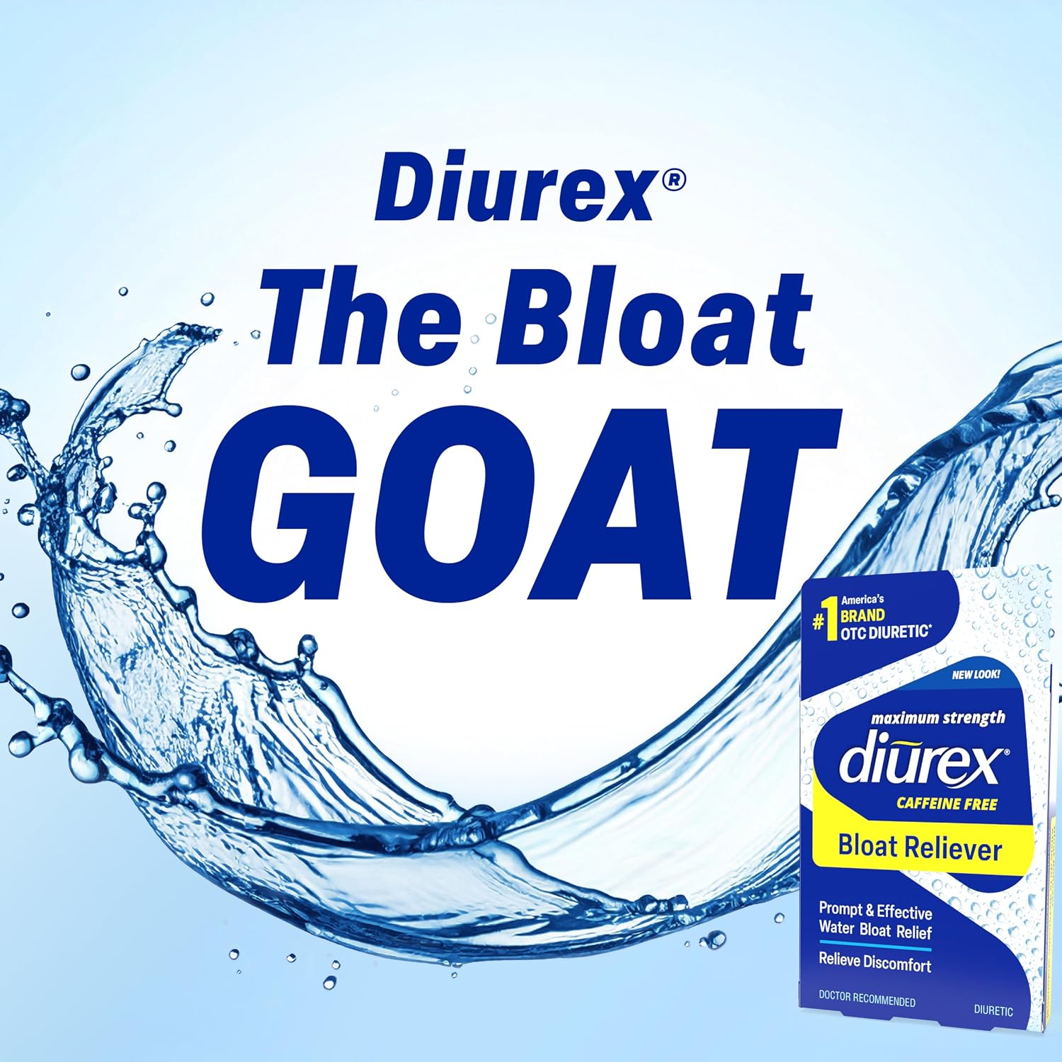 Diurex Caffeine-Free Bloat Relief, Maximum Strength, Relieve Water Bloat Discomfort, Up to 6 Hours of Relief, 48 Count | Promptly relieves water & belly bloat, discomfort, puffiness & swelling. Maximum strength with up to 6 hours relief.