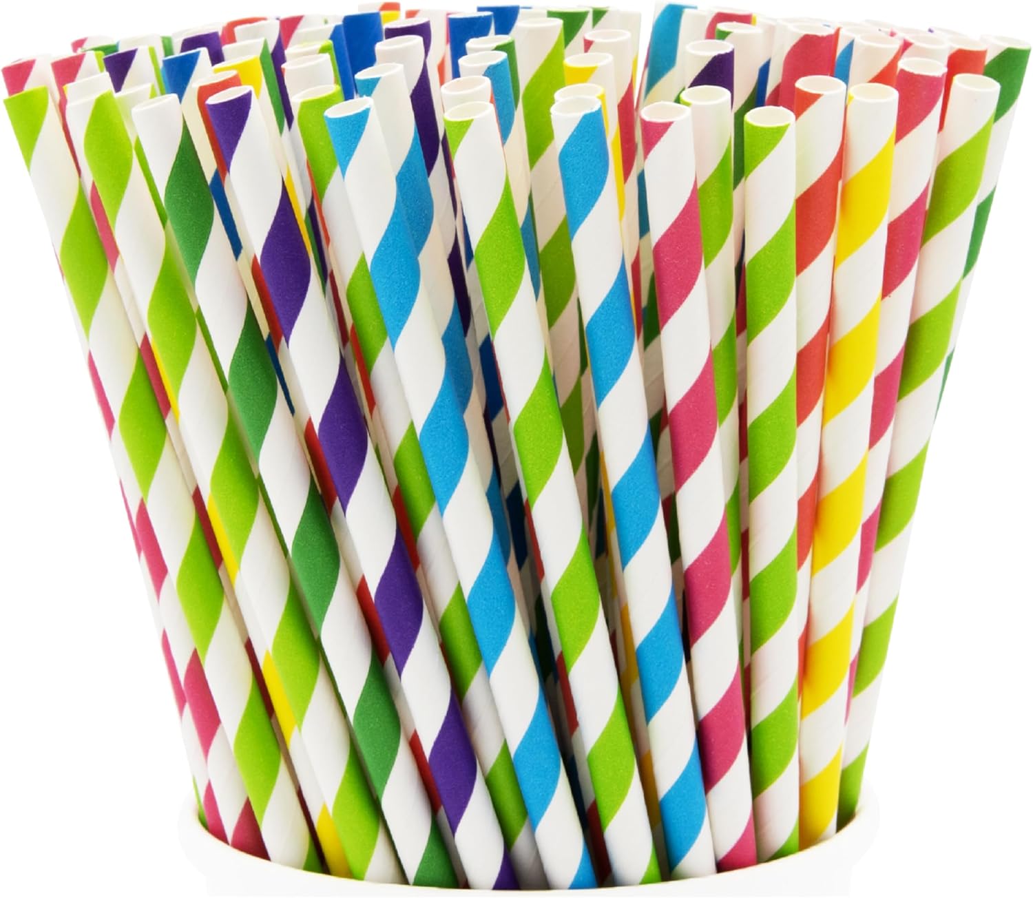GUSTO [200 Pack] light Pink & Gold Paper Straws Disposable, 100% Biodegradable Multi-Pattern Party Straws For Birthday