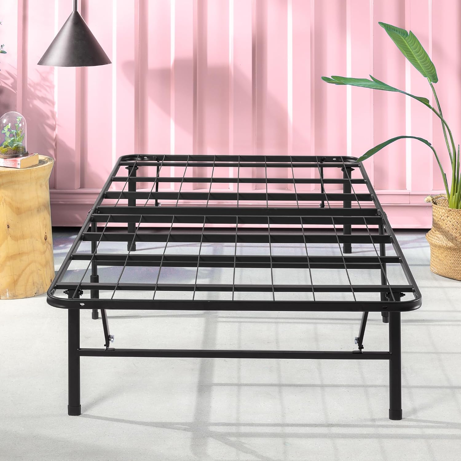 Zinus SmartBase Tool-Free Assembly Mattress Foundation, 14 Inch Metal Platform Bed Frame, No Box Spring Needed, Sturdy Steel Frame, Underbed Storage, Black, Queen