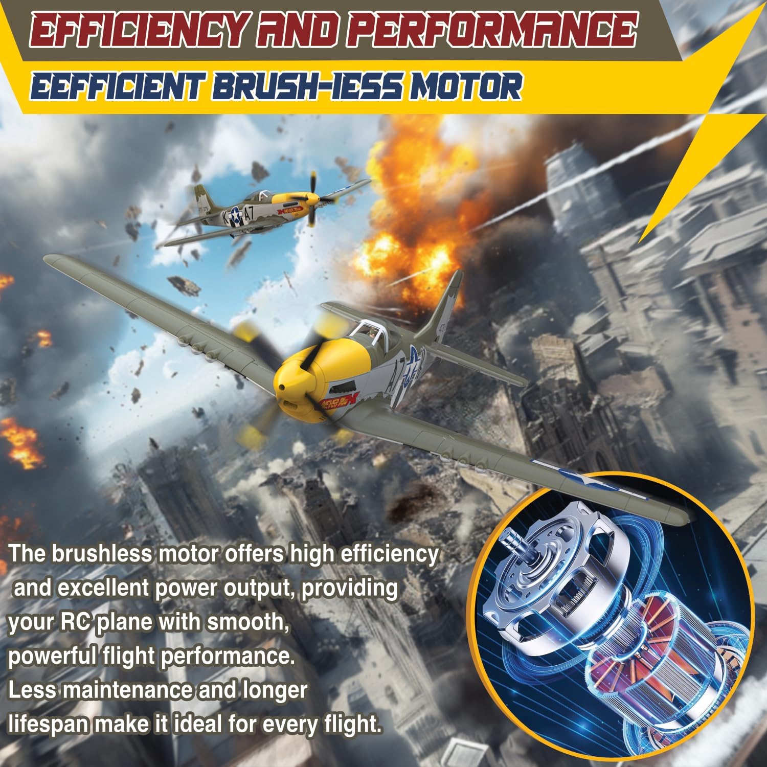 LEAMBE 4 Channel RC Plane, Ready to Fly Aerobatic Aircraft, Easy Control for Beginners, P51 Mustang RC Airplane Best Gift for Adults