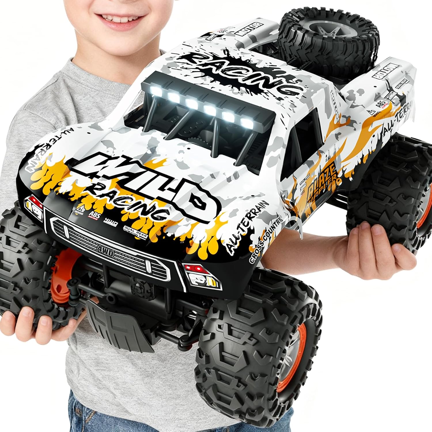 1:10 Amphibious Remote Control Car, 2.4 GHz Waterproof Monster Truck Toys RC Cars, 4WD All Terrain Off-Road Pickup RC Trucks, 2 Batteries 60Mins Play