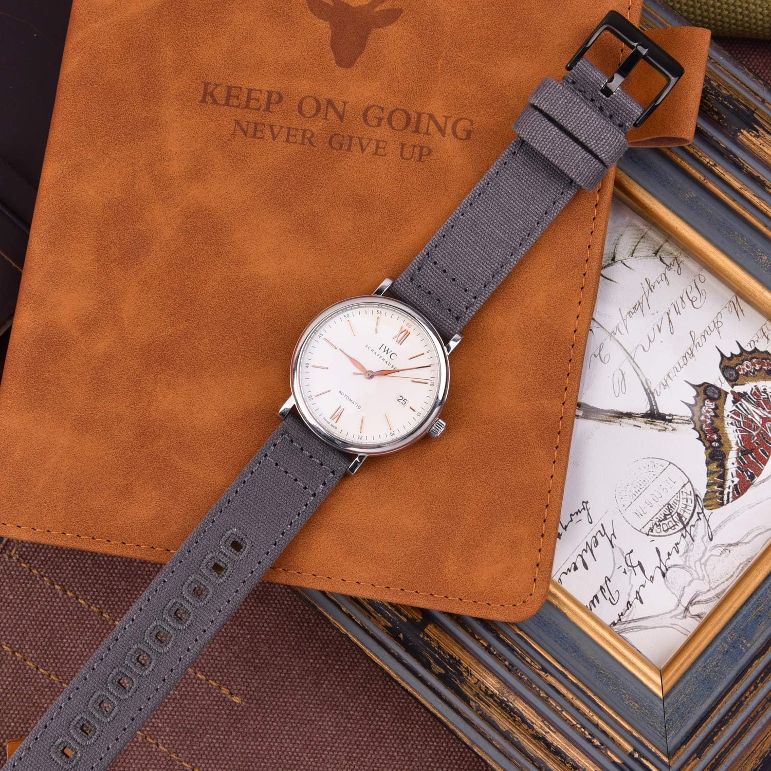 Ritche Christmas Gift Canvas Vintage Quick Release Watch Band 18mm 20mm 22mm 24mm Replacement Watch Straps for Men Women, White Elephant Gifts, Stocking Stuffers for Men, Father's Day gifts