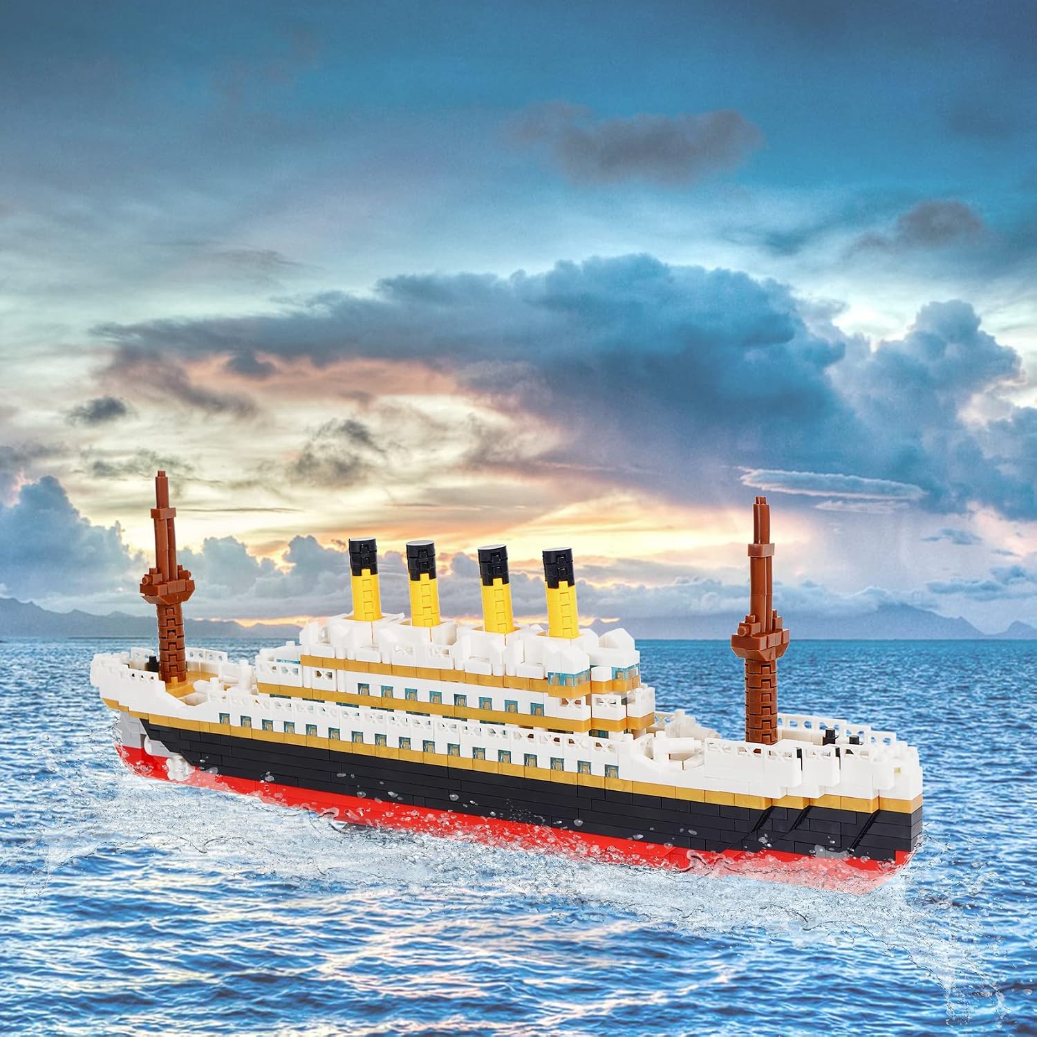 Titanic Ship Model Building Block Set, 1860 PCS Building Bricks Toy DIY Educational Micro Mini Blocks