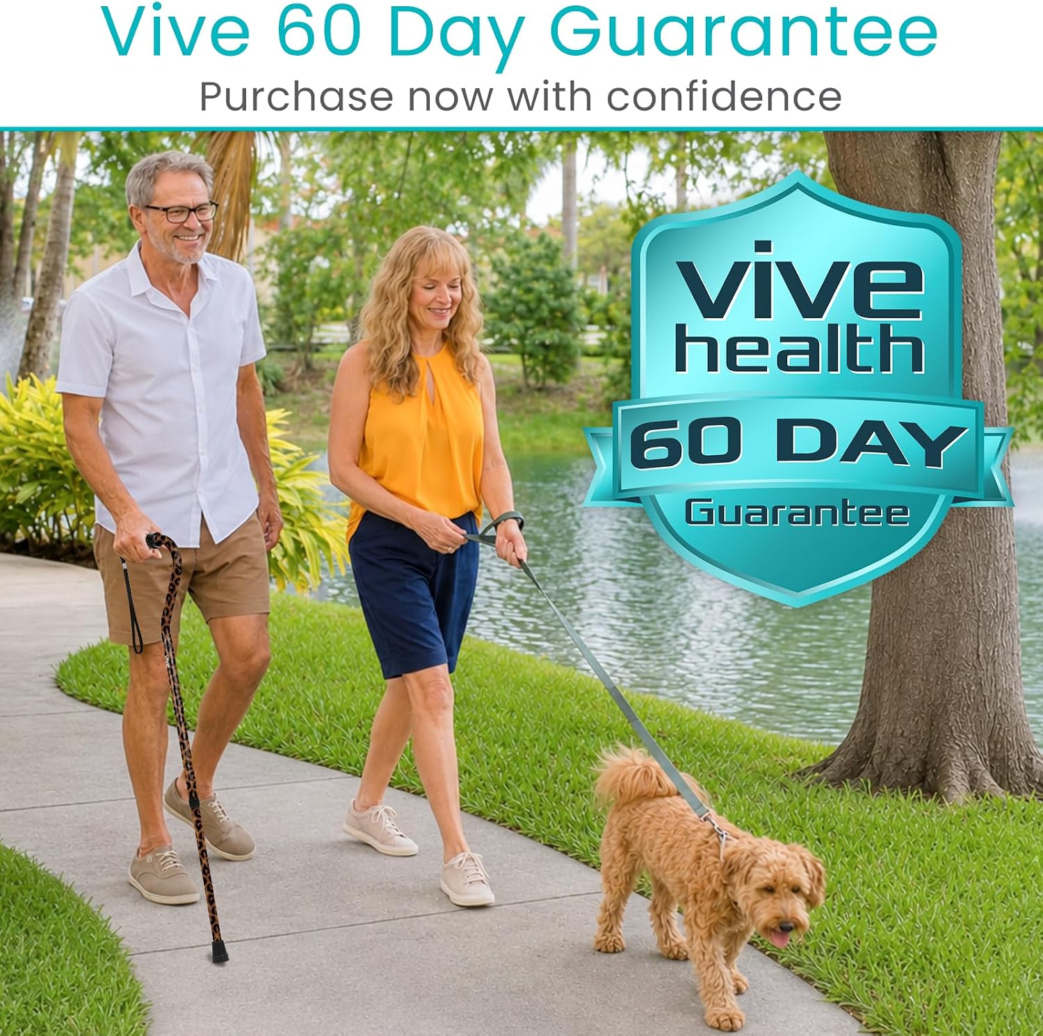 Vive Walking Cane for Women, Men, Elderly - Patented Offset Grip - Lightweight Adjustable Walking Aid with a Non-Slip Tip - Sturdy Balancing Mobility Aid for Seniors