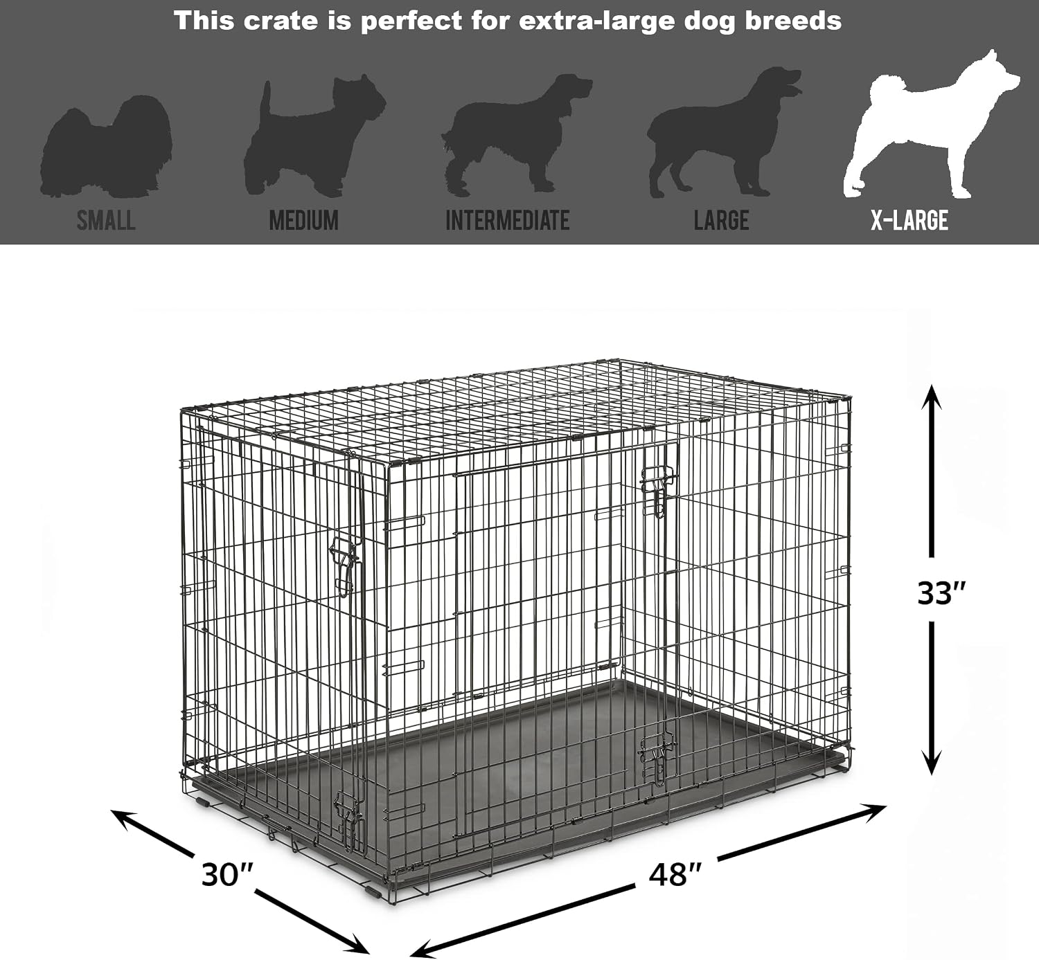 Midwest Homes for Pets 24-Inch New World Crate for Small Breeds, 12-20 lbs, Double Door Folding Dog Crate, Leak-Proof Tray & Secure Latches, Portable, Durable & Easy to Assemble
