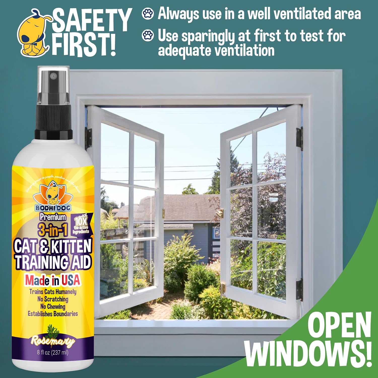 Bodhi 3-in-1 Cat & Kitten Training Aid - Cat Deterrent Spray for Indoor and Outdoor Use - Repellent to Establish Boundaries, Keep Cats Off Furniture