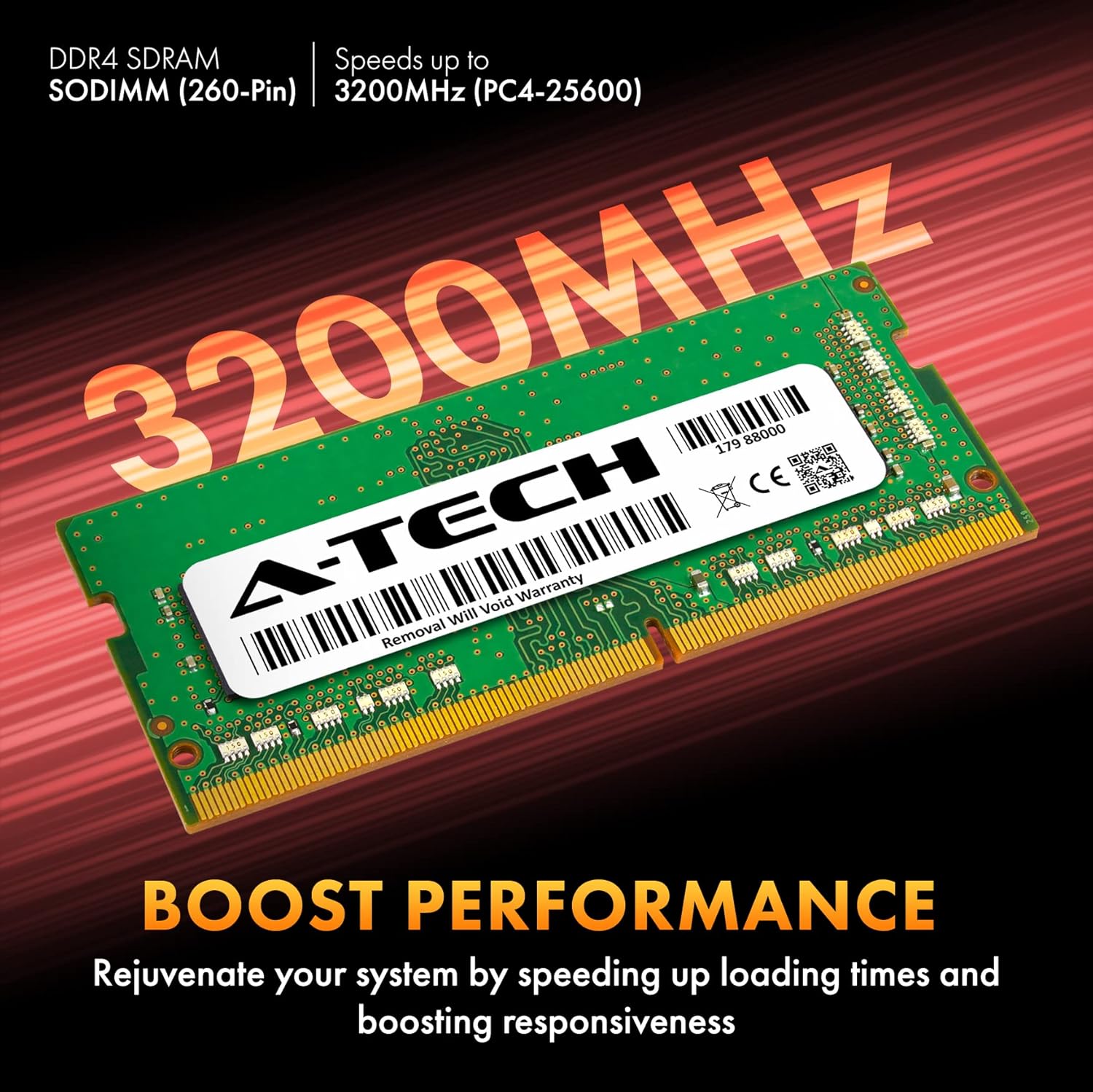 A-Tech 8GB DDR4 3200 MHz SODIMM PC4-25600 (PC4-3200AA) CL22 Non-ECC Laptop RAM Memory Module