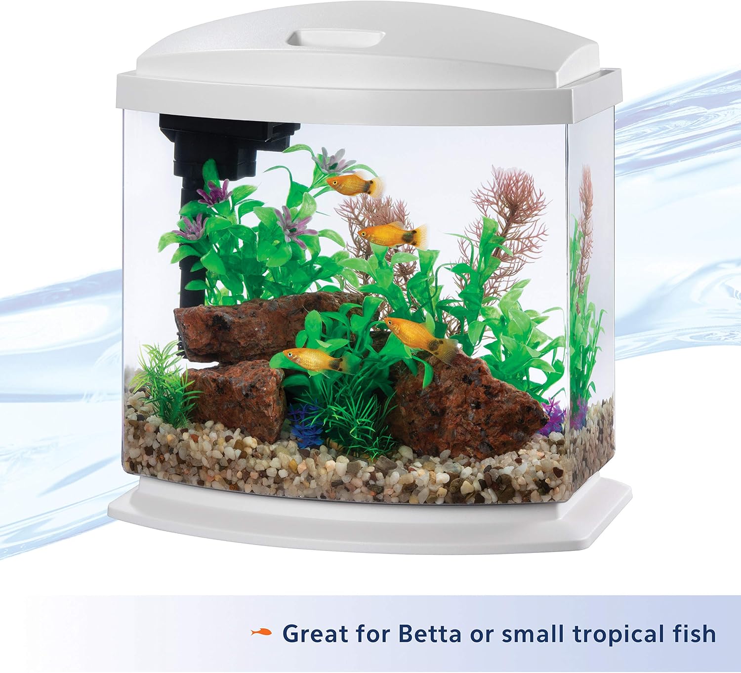 Aqueon LED MiniBow Small Aquarium Fish Tank Kit with SmartClean Technology, Blue, 1 Gallon