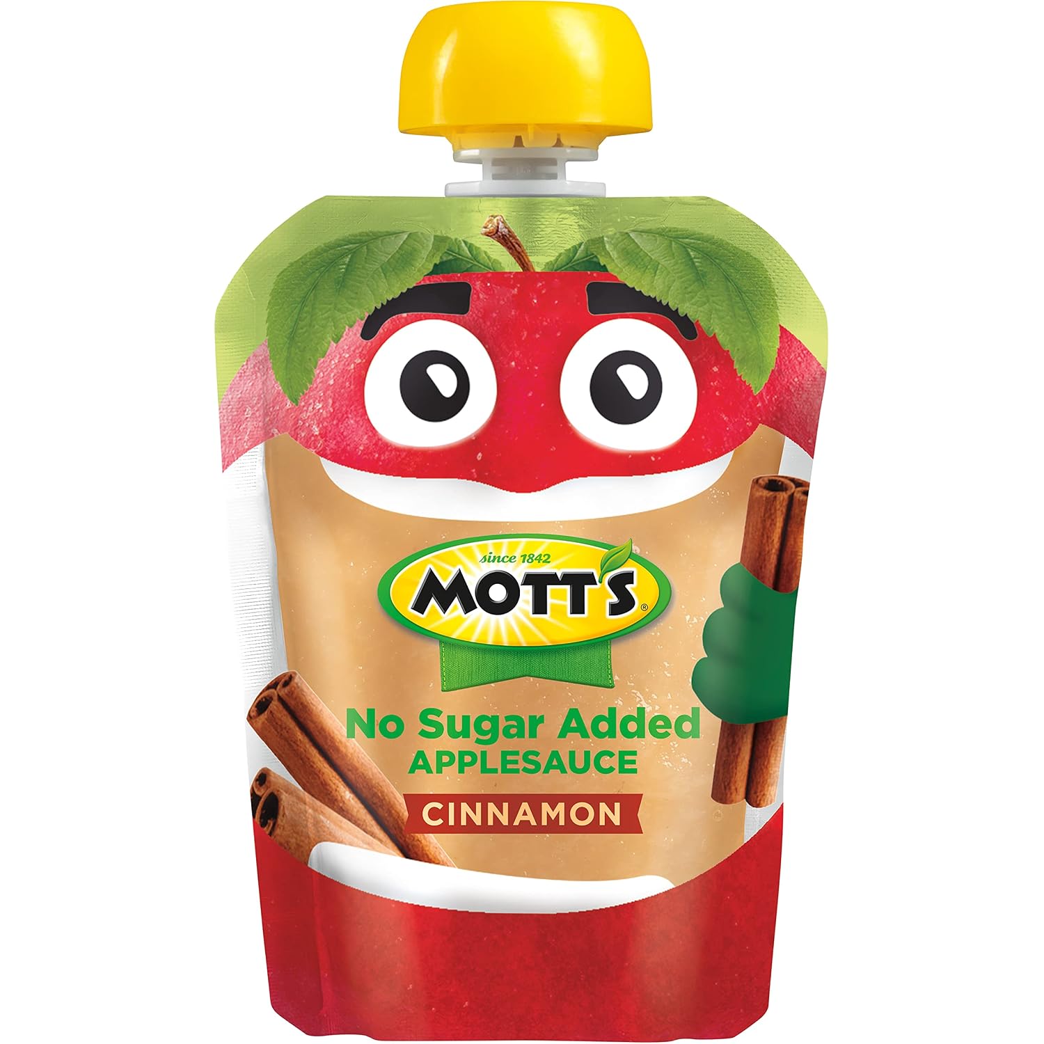 Mott's No Sugar Added Strawberry Applesauce, 3.2 Oz Clear Pouches, 48 Count (4 Packs Of 12), Good Source Of Vitamin C, No Artificial Flavors