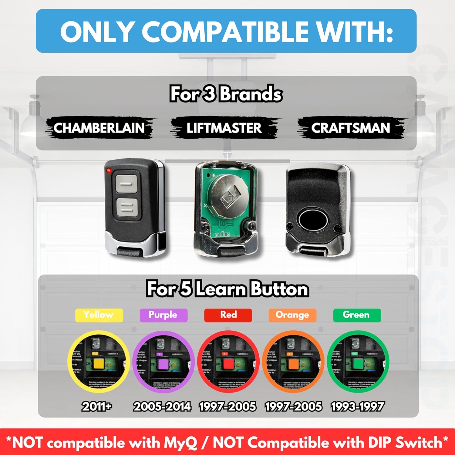 2X for LiftMaster Chamberlain Craftsman Universal Garage Door Opener Remote