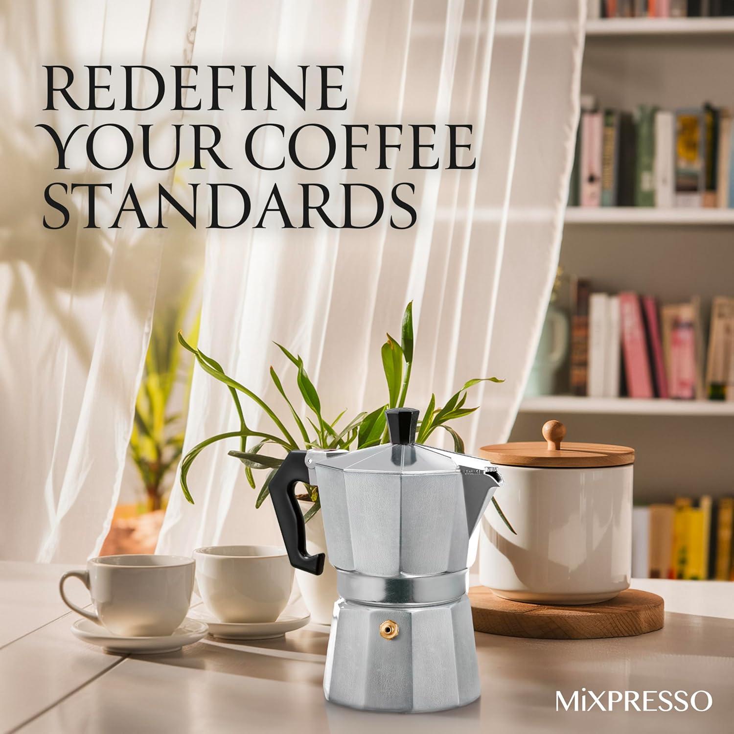 Mixpresso 3 Cup Moka Pot Stovetop Espresso Maker, Italian Cuban Coffee Pot