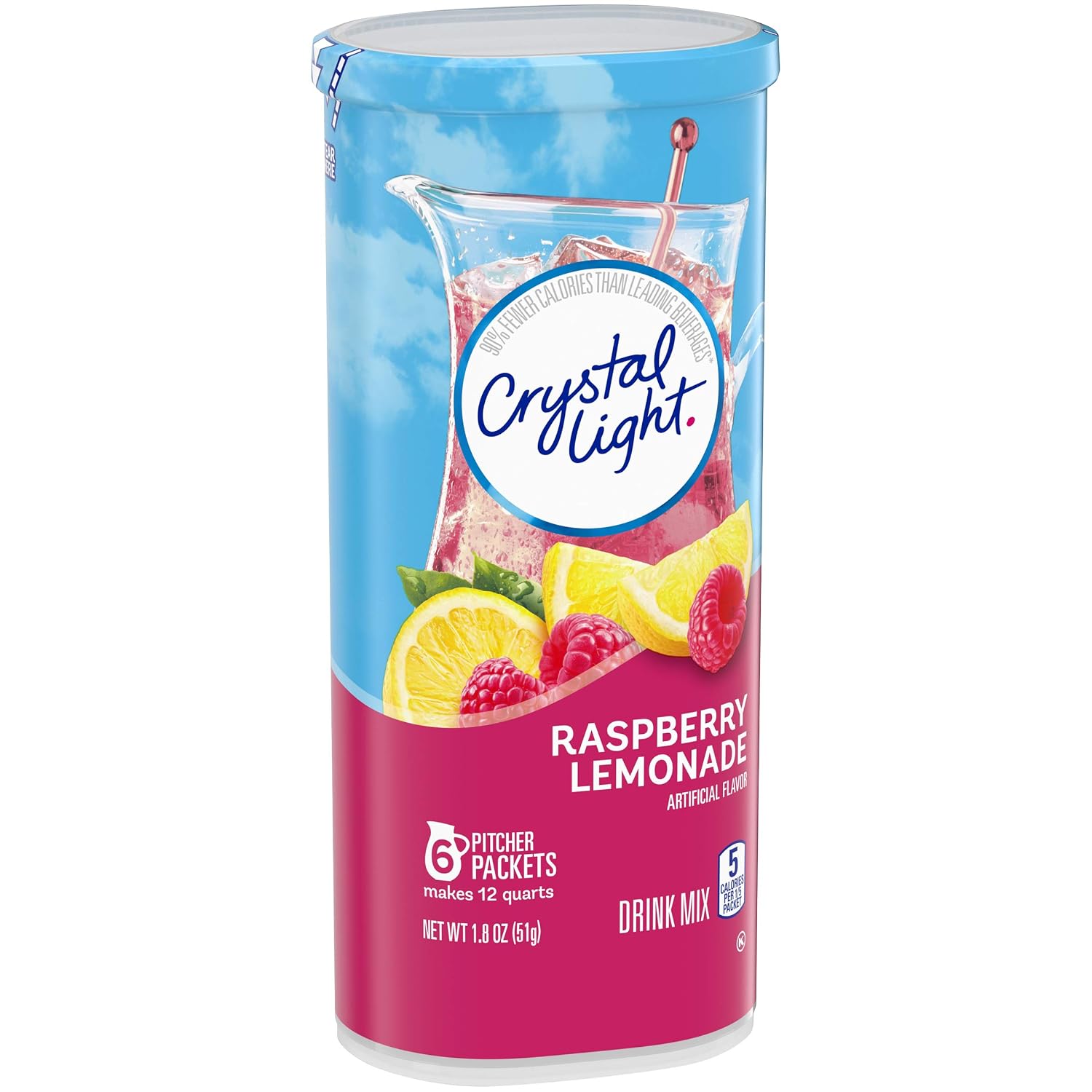 Crystal Light Raspberry Lemonade Drink Mix (16 Pitcher Packets, 4 Canisters of 4) (Packaging may vary)
