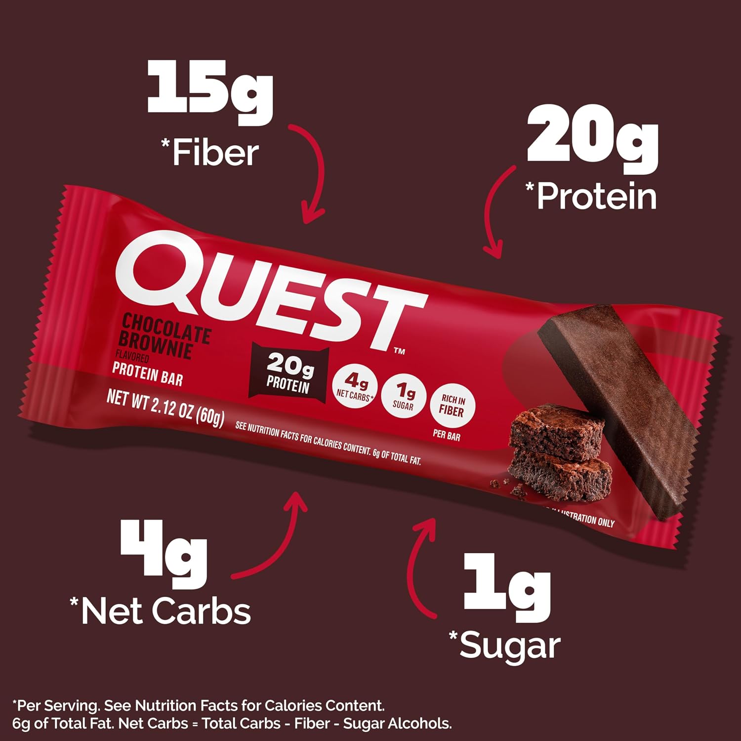 Quest Nutrition Oatmeal Chocolate Chip Protein Bars, 20g Protein, 12 Count | 12g Fiber, 5g Net Carbs, 1g Sugar, Gluten Free, High Quality Protein, Soft and Chewy, Individually Wrapped 2.12oz Bars