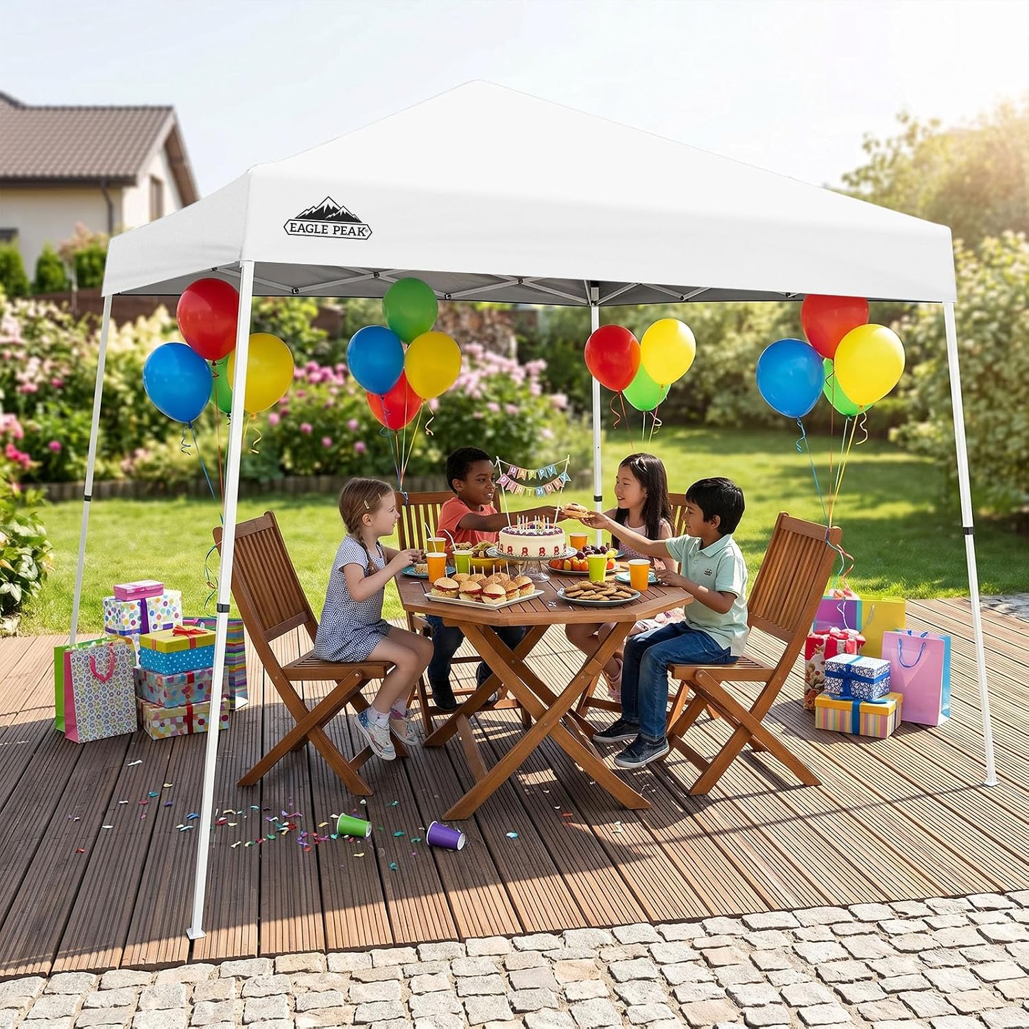 EAGLE PEAK 10x10 Slant Leg Pop Up Canopy Tent, Blue
