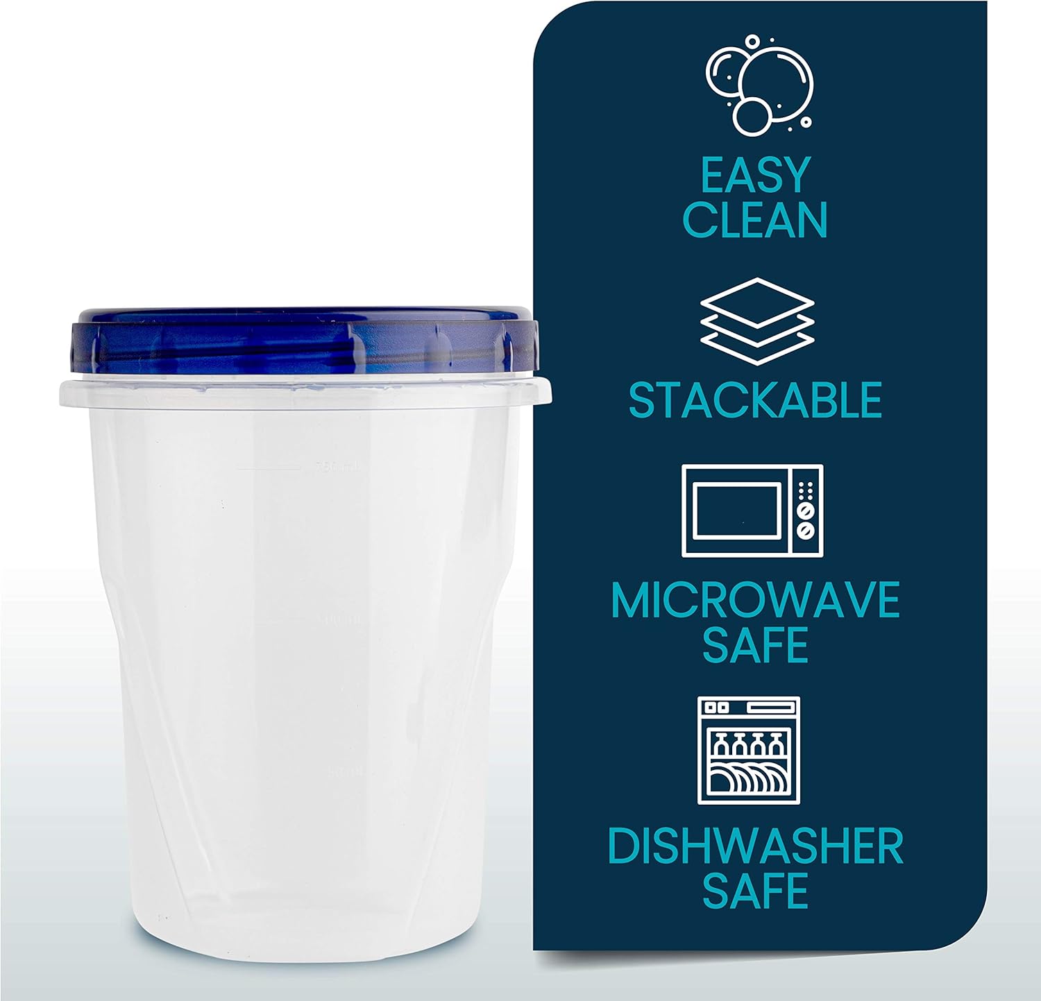 PLASTICPRO Twist Top Deli Containers Clear bottom With blue [32 oz 3 Pack]