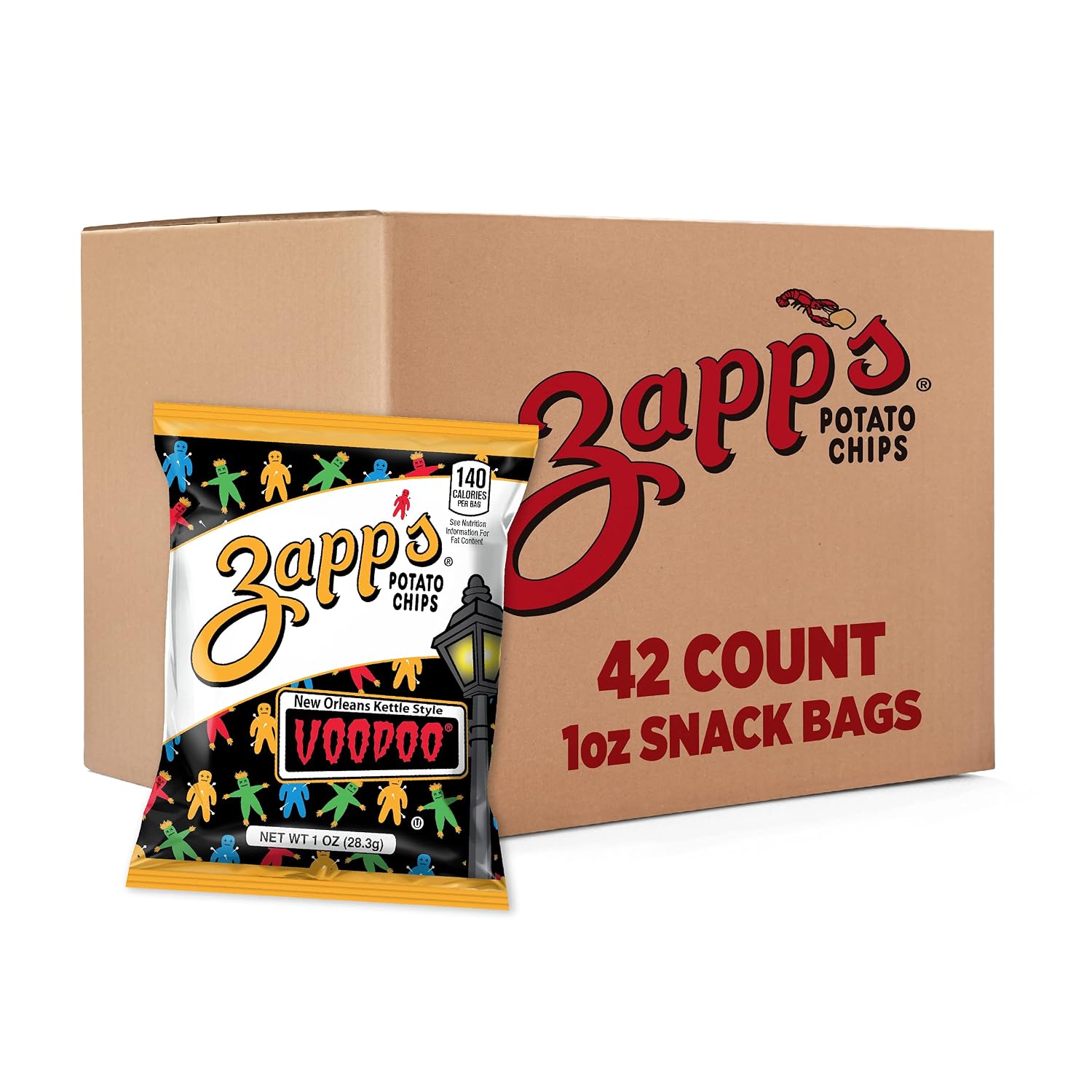 Zapp’s New Orleans Kettle-Style Potato Chips Hotter n Hot Jalapeno Flavor (2 oz Bags, 25 Count), Crunchy Chips with a Spicy Kick, Perfect On-The-Go, Gluten Free Snack