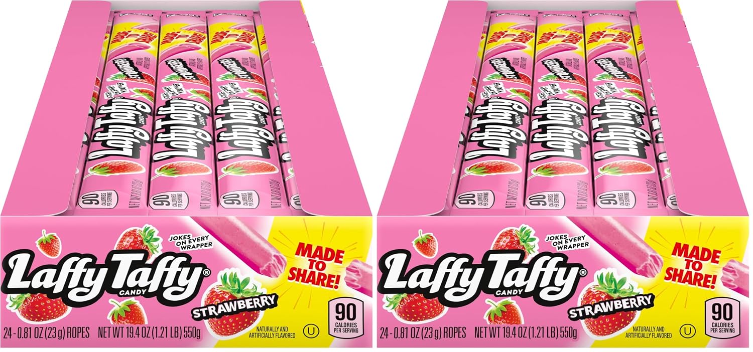 Laffy Taffy Rope Candy, Banana Flavor, 0.81 Ounce Ropes (Pack of 24)