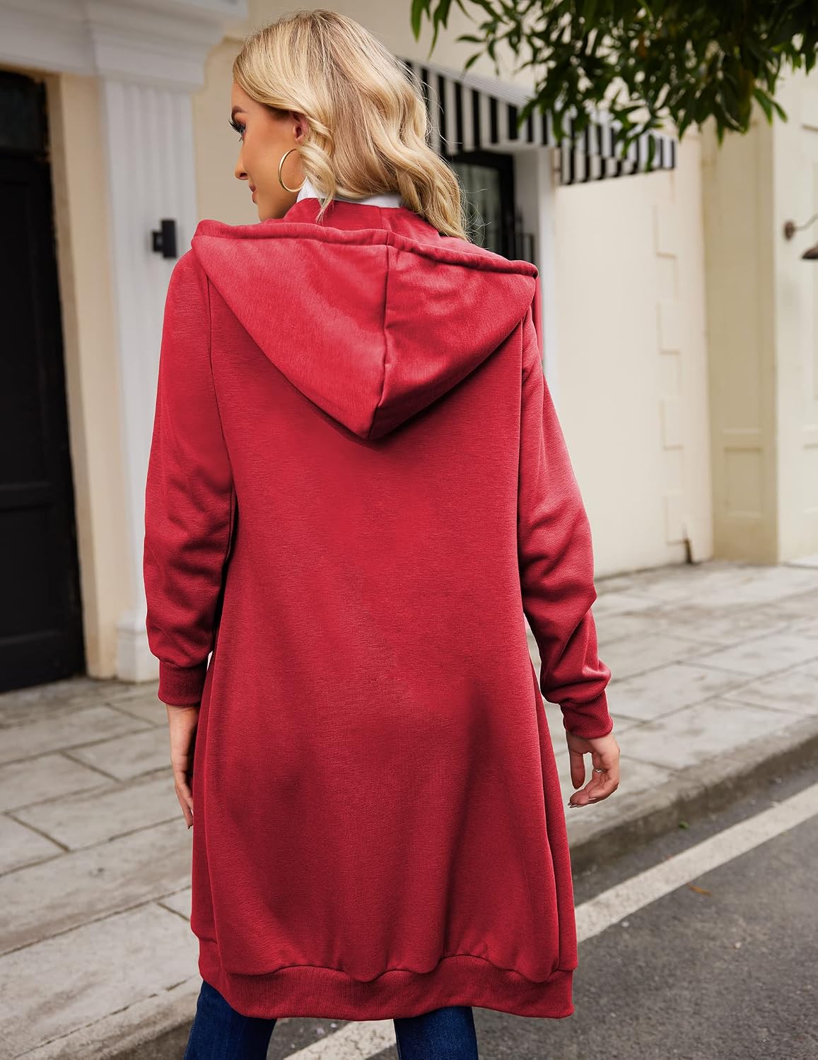 ELESOL Women Casual Zip up Fleece Hoodies Tunic Sweatshirt Long Jacket