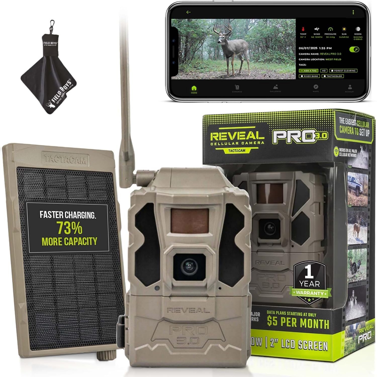 TACTACAM Reveal Pro 3.0 Cellular Trail Camera - Multi-Cellular Network, GPS, 2" LCD, No-Glow IR, Wi-Fi Enabled, HD Photos & 1080p Videos