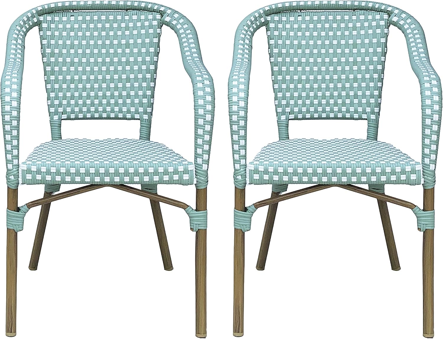 Christopher Knight Home Anastasia Outdoor French Bistro Chair (Set of 2), Black + White + Bamboo Print Finish