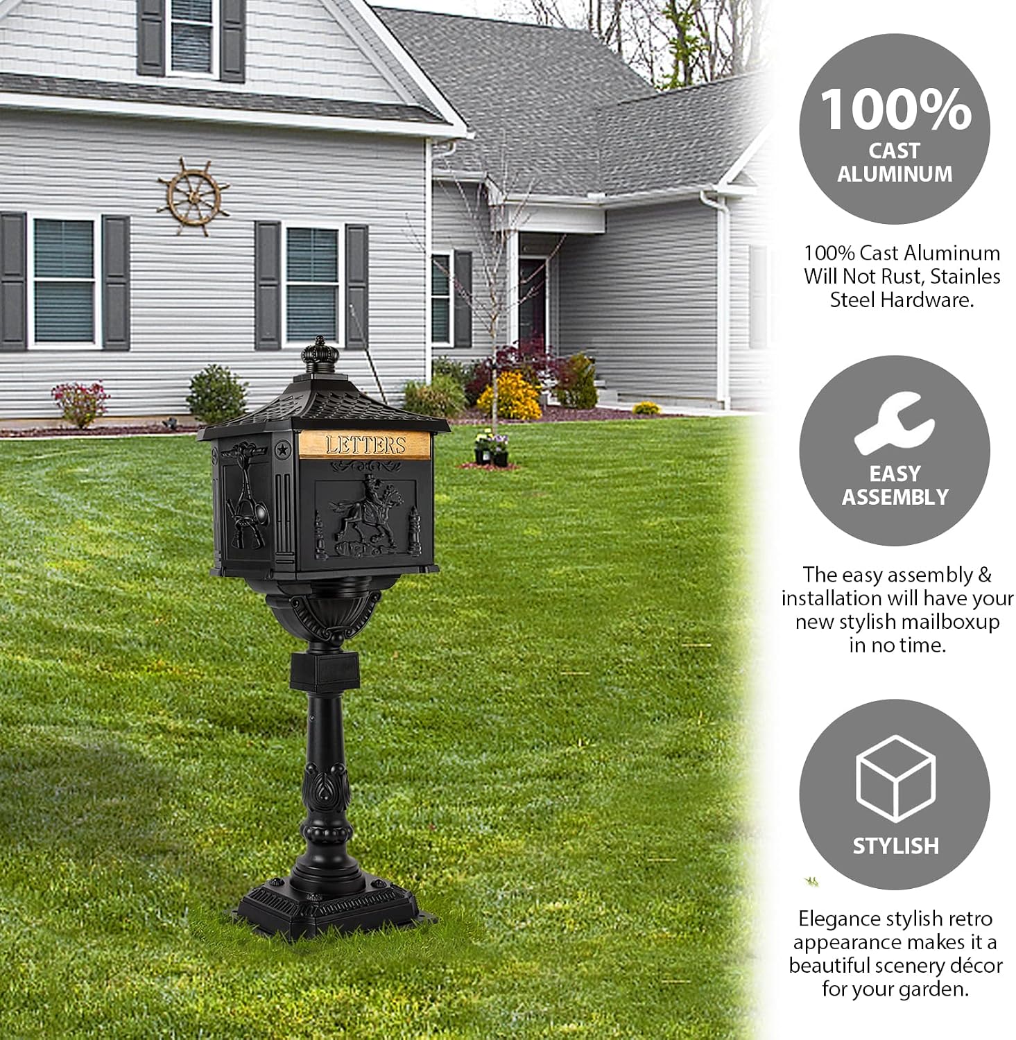 Polar Aurora Mailbox Cast Aluminum Bronze Mail Box Postal Box Security Heavy Duty New