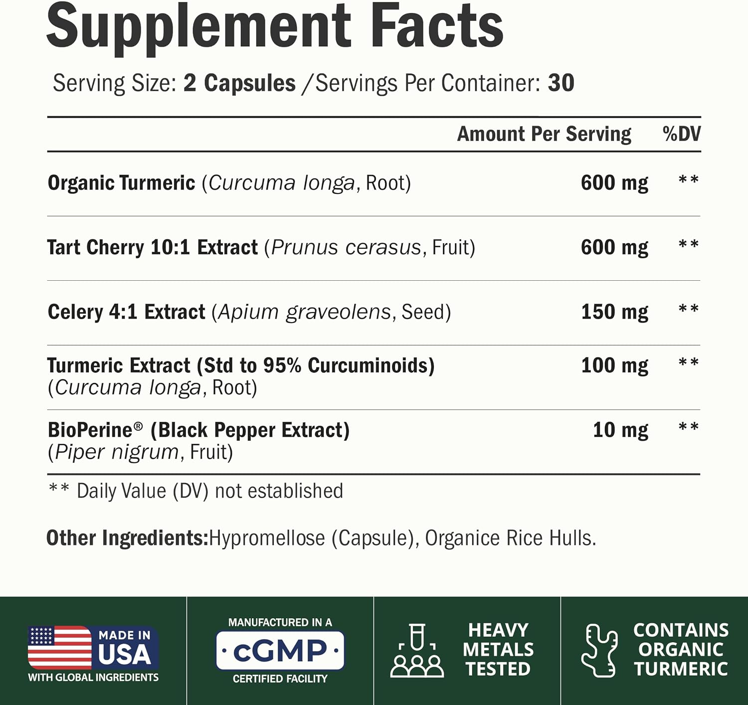Tart Cherry Capsules – 4-in-1 Turmeric Tart Cherry Supplement for Uric Acid Balance & Joint Health – 10:1 Tart Cherry Extract Capsules with Celery Seed, Turmeric Curcumin & Black Pepper – 60 Count