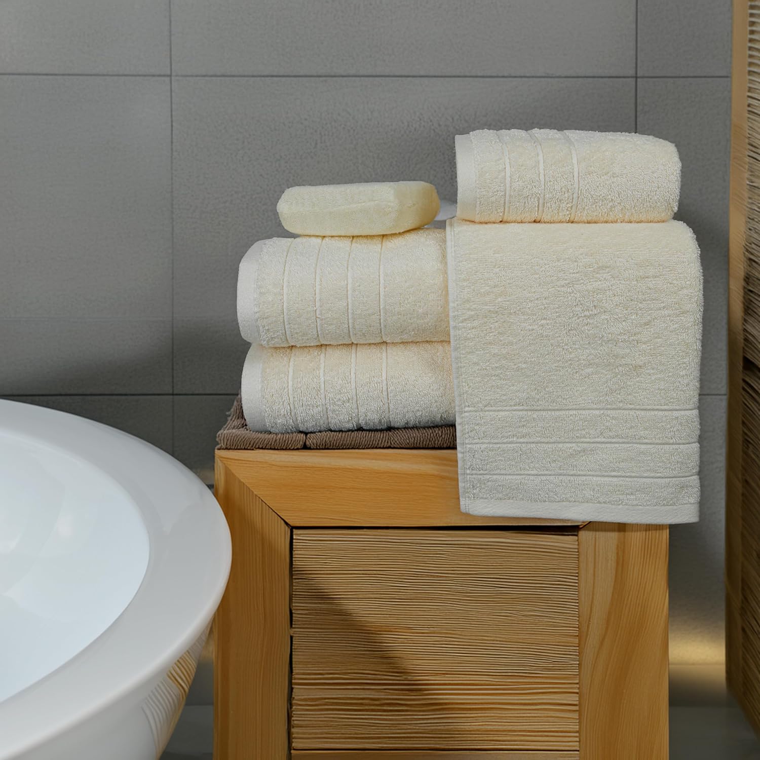 Tens Towels 8 Piece Towel Set, 2 XL Bath, 2 Hand, 4 Washcloth, Dark Grey
