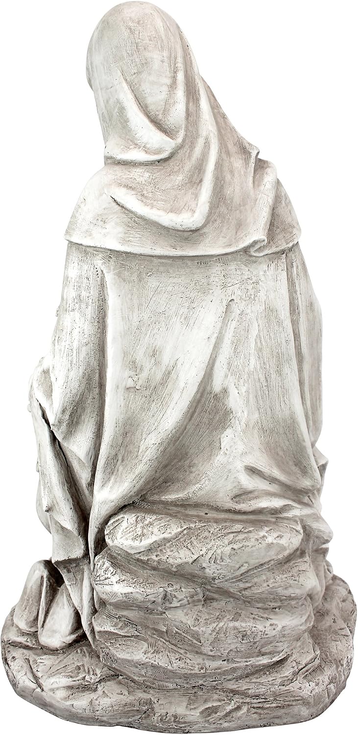 Design Toscano Anne with Young Mother Mary Holy Religious Garden Statue, 12 inches wide, 21 inches tall, Cast Stone Resin, Antique Stone Finish