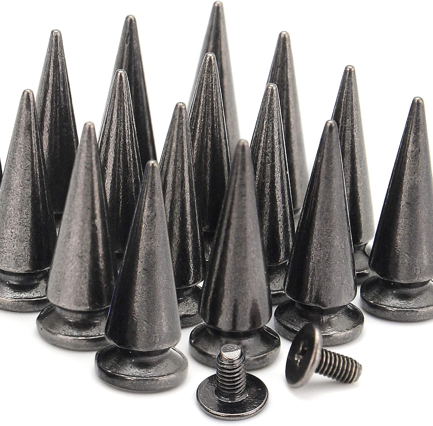 YORANYO 20 Sets 25MM Silver Color Metallic Spikes and Studs 1" Metal Bullet Cone Spikes Screw Back Large Punk Studs and Spikes for Clothing Shoes