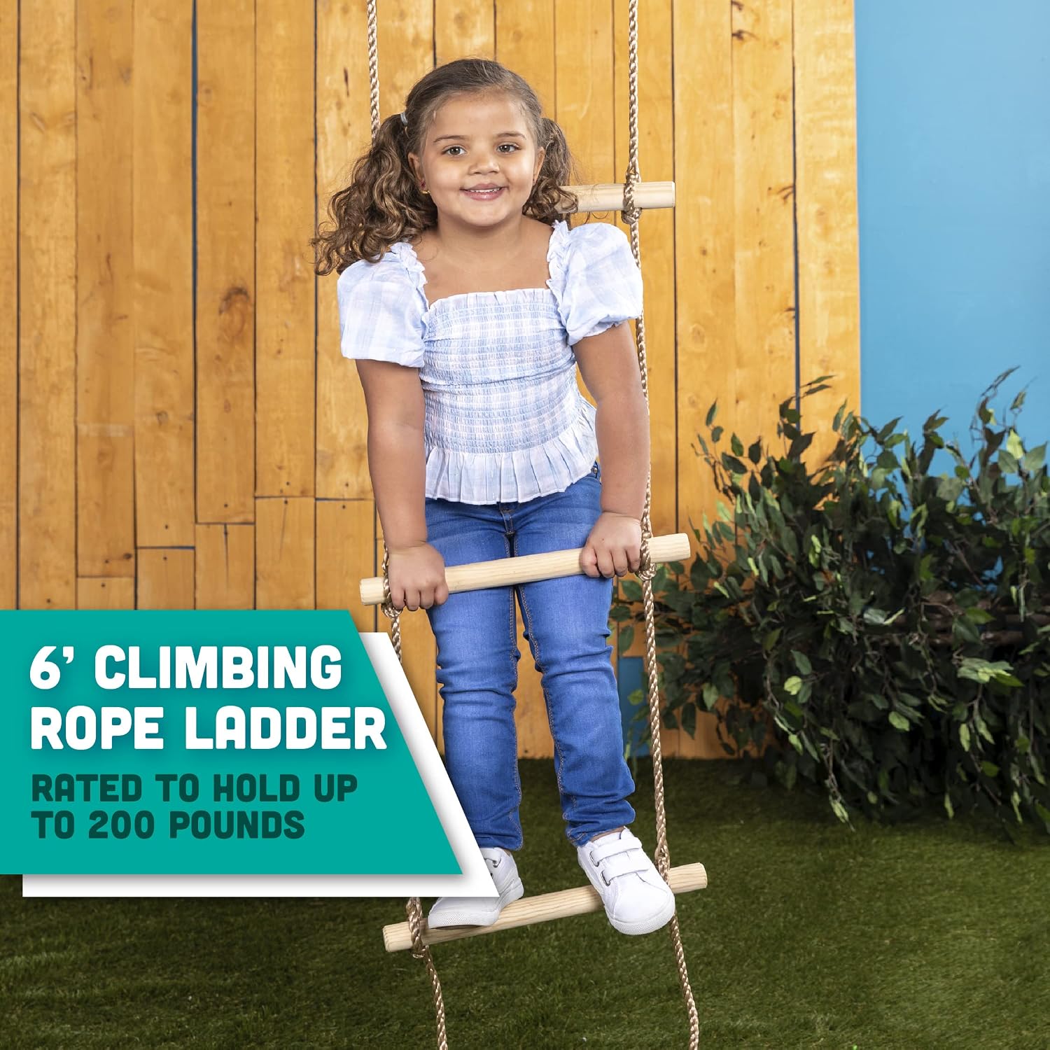 Squirrel Products 6 ft. Climbing Rope Ladder for Kids - DIY Swingset Addition for Outdoor Play Equipment