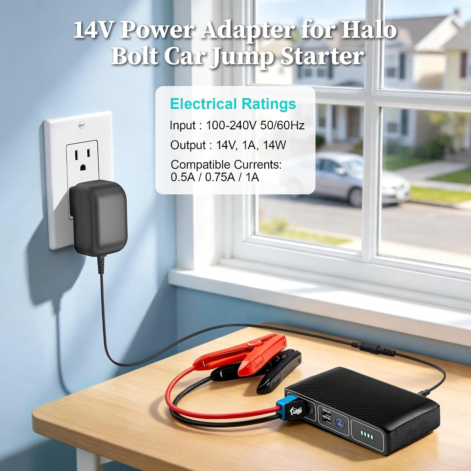 14V Charger for Halo Bolt Jump Starter Air+ 58830 57720 Compact Car Battery | Compatible with Halo Bolt 57720 58830 1201 44400 Replacement charging