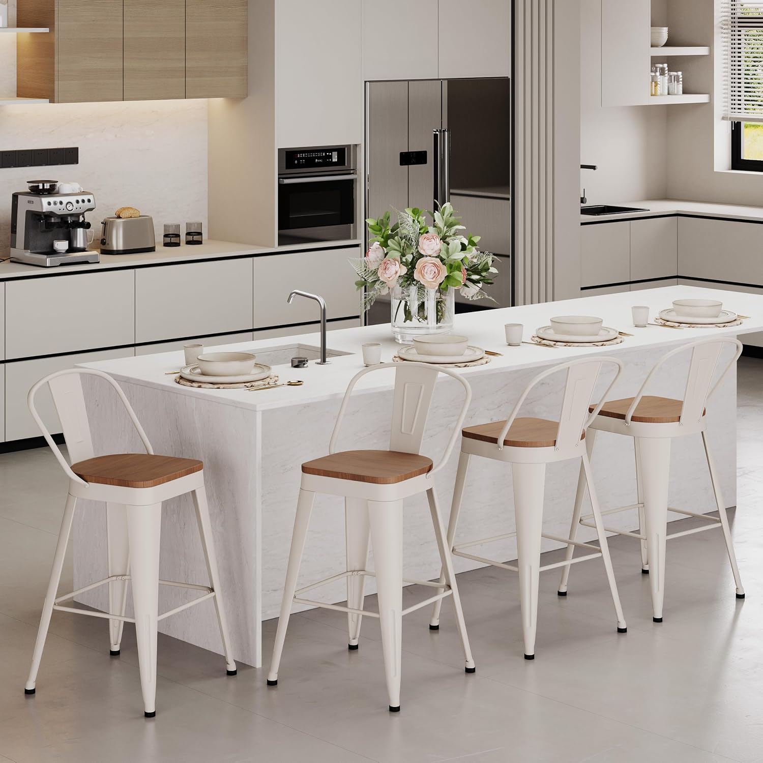 Aklaus Metal Bar Stools Set of 4