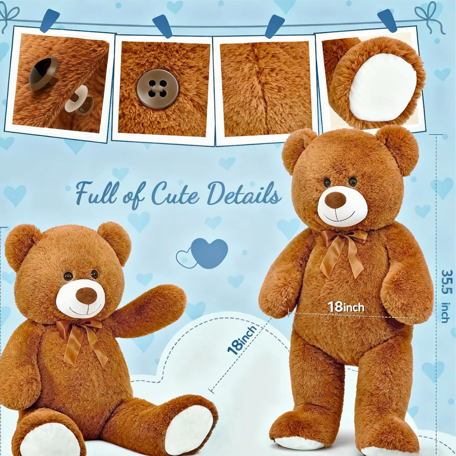 Toys Studio 47 Inch Big Teddy Bear Giant Stuffed Animal for Girls