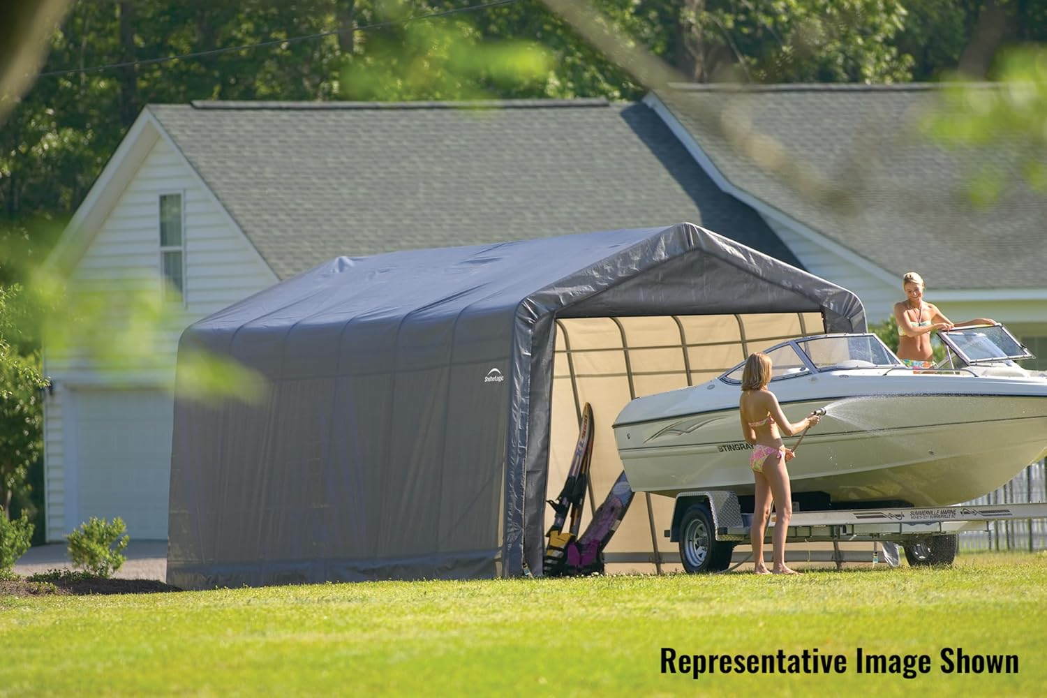 ShelterLogic 72444 Green 12'x24'x8' Peak Style Shelter