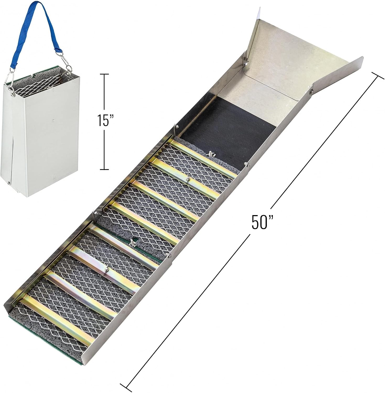 ASR Outdoor 50" Aluminum Folding Sluice Box for Gold Prospecting Backpack Set, Black