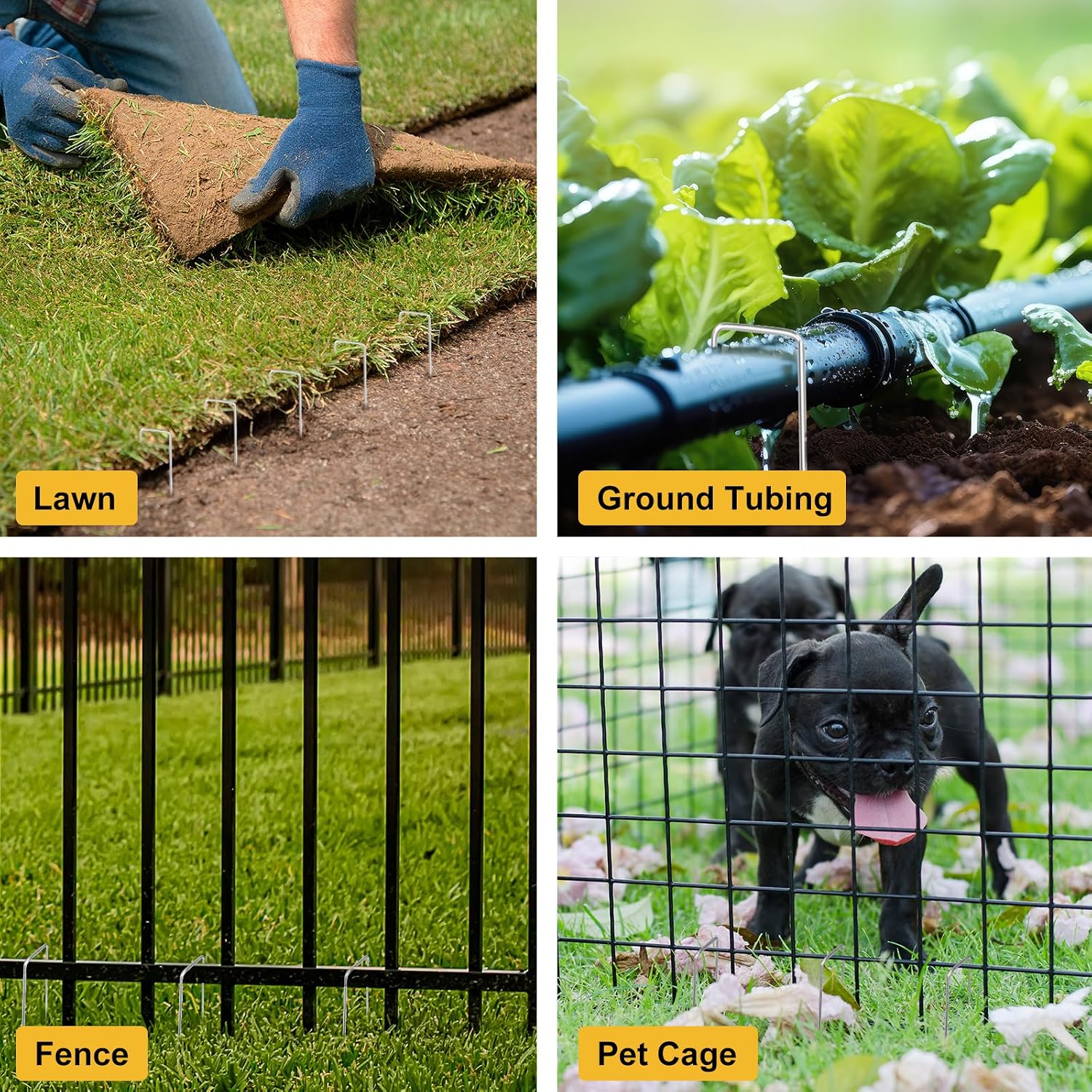 HongWay 240 Pack Landscape Staples 6 Inch, Galvanized Garden Stakes