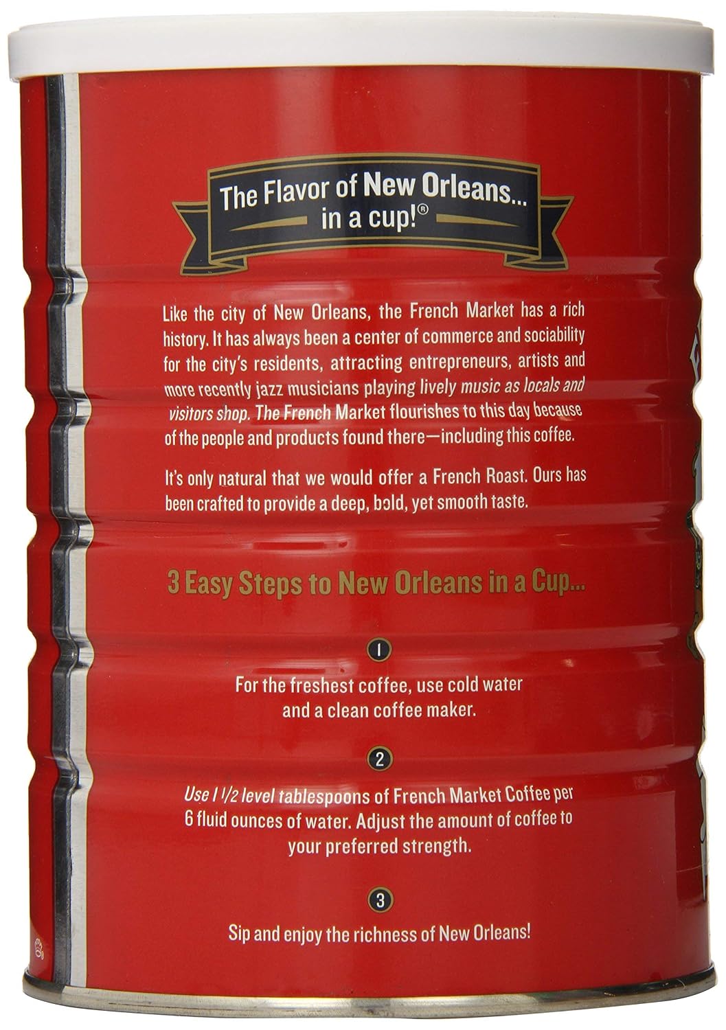French Market Coffee & Chicory Dark Roast Ground Coffee, 12oz Can (Pack of 6)