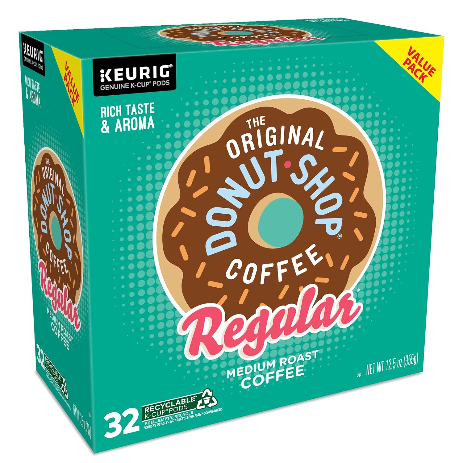 The Original Donut Shop Regular, Single-Serve Keurig K-Cup Pods, Medium Roast Coffee Pods, 96 Count