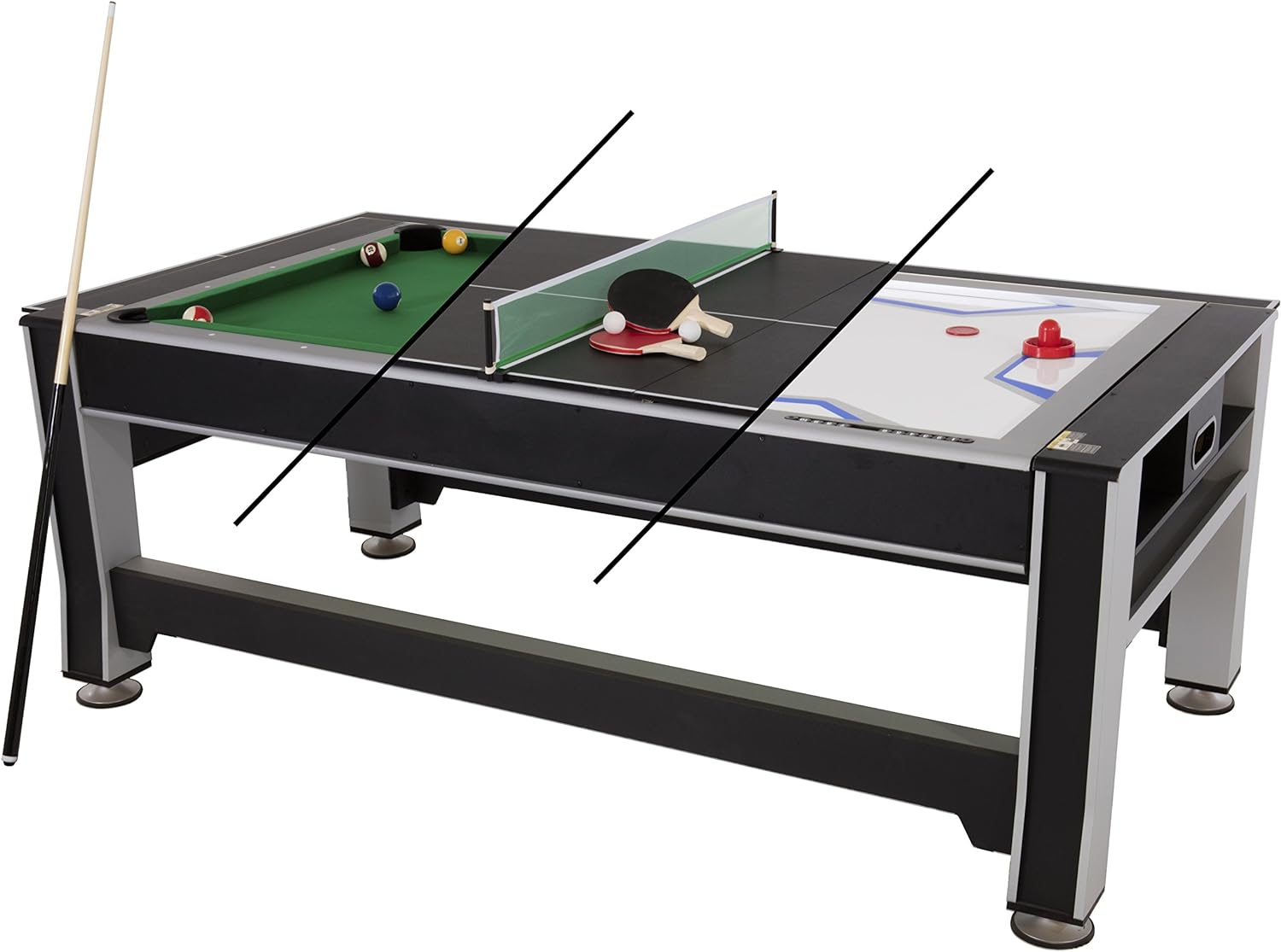 Triumph 3-in-1 Swivel Multi-Game Table – 84" Rotating Game Table with Air Hockey