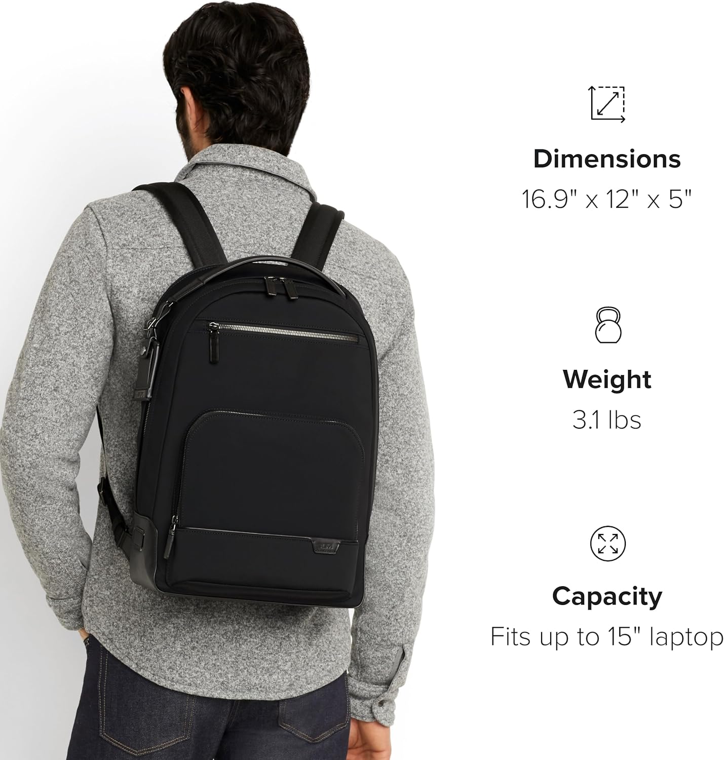 TUMI Harrison Warren Backpack, 15-Inch Laptop Backpack, Black Bombe